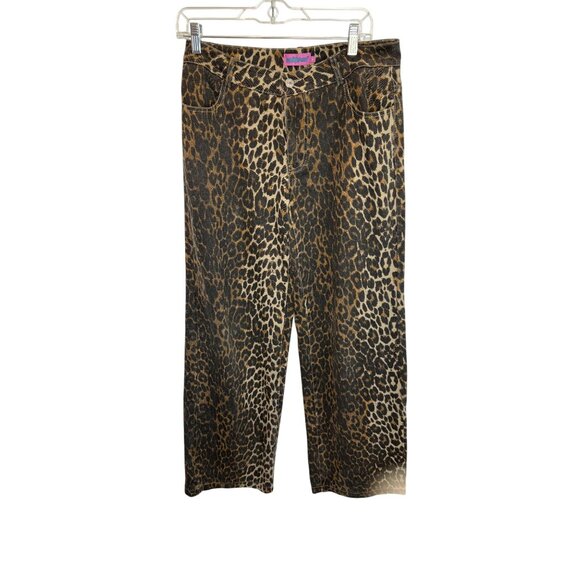 Edikted Leopard Print Mid Rise Straight Leg Jeans - Size M - Picture 4 of 9